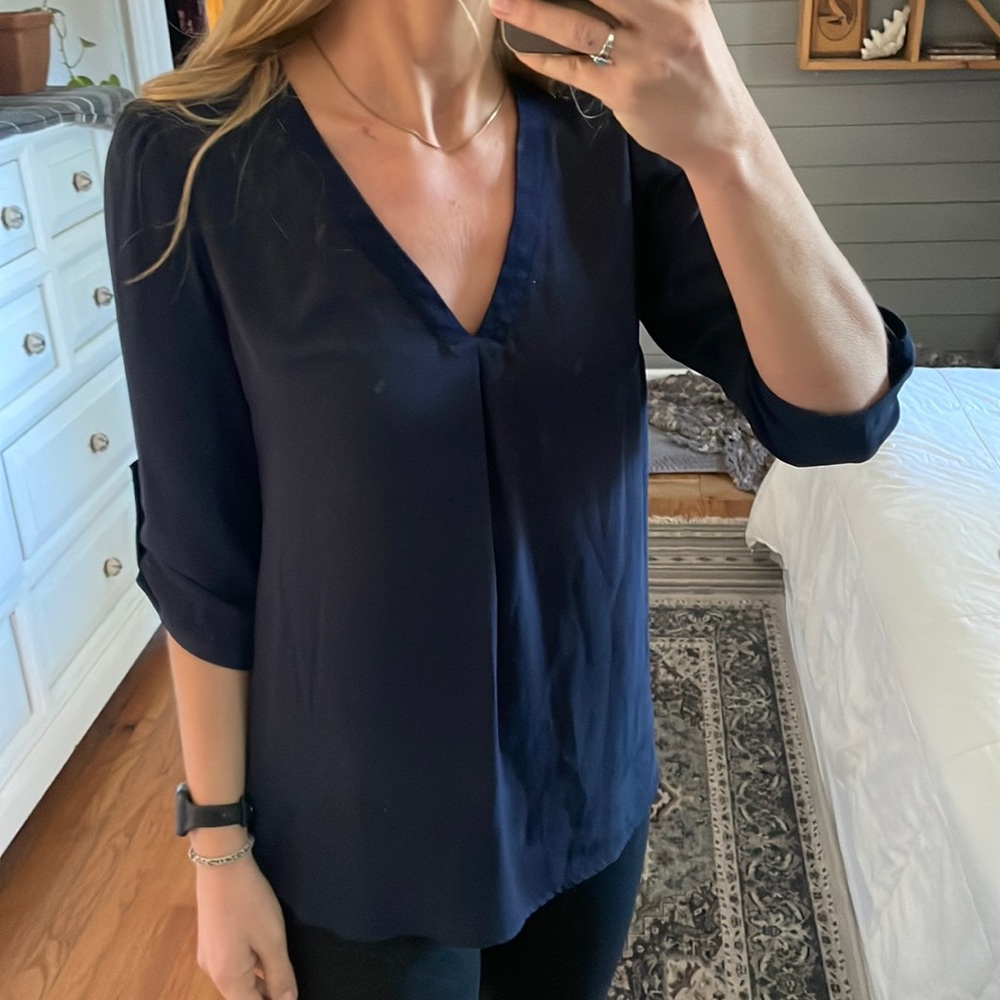 Navy, lightweight blouse